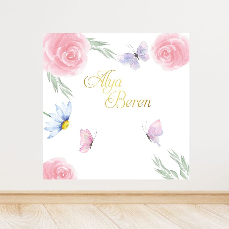 Kelebek Temalı Doğum Günü Afişi